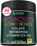 Herbpy 6in1 Premium 40:1 Myo-Inositol & D-Chiro Inositol Supplement for Women with Folate, Berberine HCl 97%, Vitamin D3 & K2 - Hormonal Balance & Ovarian Health Support- 120 Vegan Capsules Herbpy buy supplements Au
