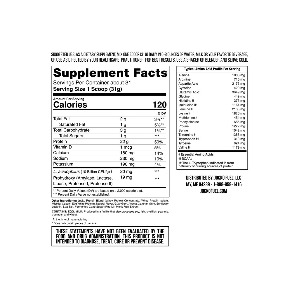 Jocko Mölk Whey Protein Powder (Banana Cream) - Keto, Probiotics, Grass Fed, Digestive Jocko FuelBuy Supplements Australia