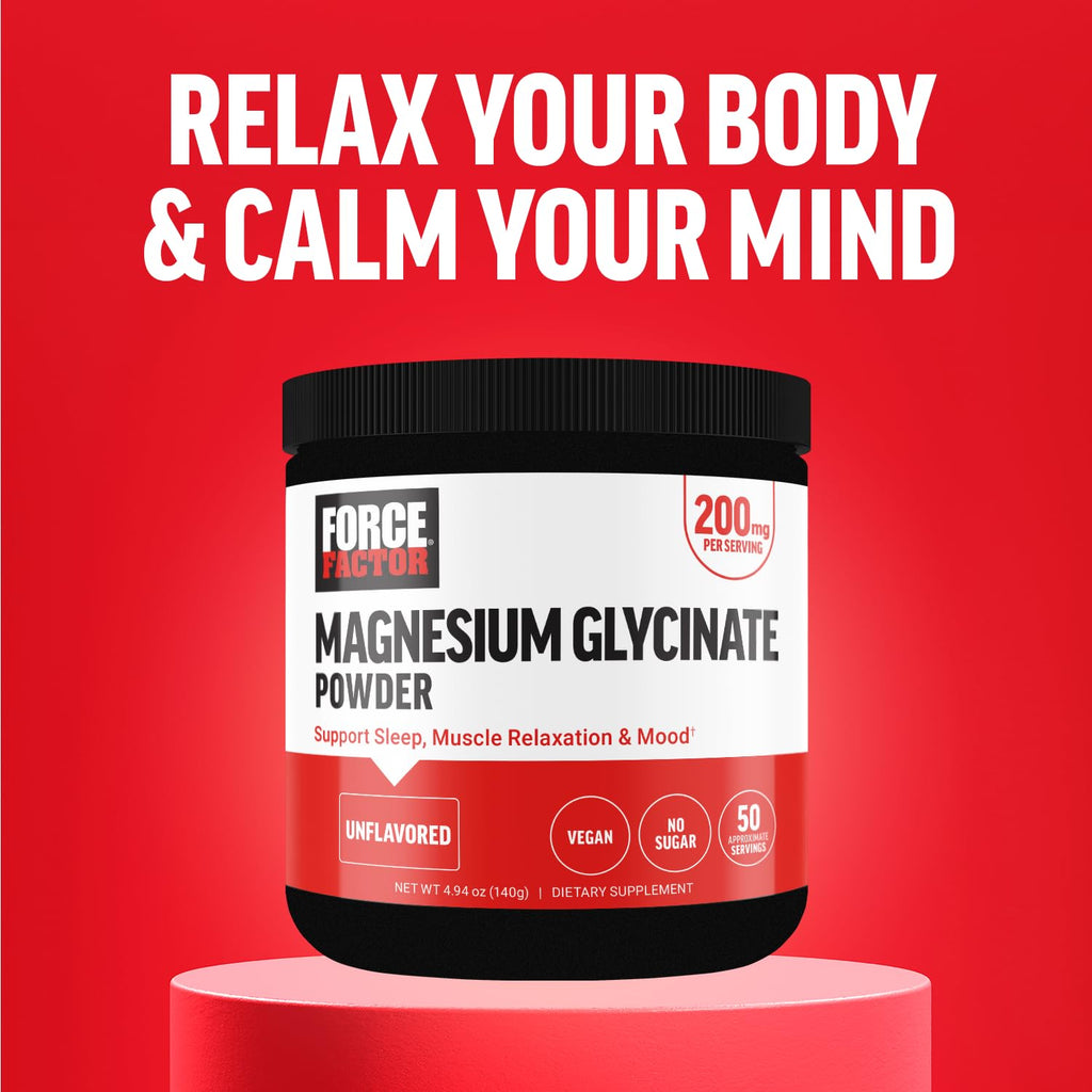 Force Factor Magnesium Glycinate 200mg, Magnesium Supplement for Women and Men to Support Sleep, Muscle Relaxation, and Mood, High Absorption, Vegan, 50 Servings Force FactorBuy Supplements Australia