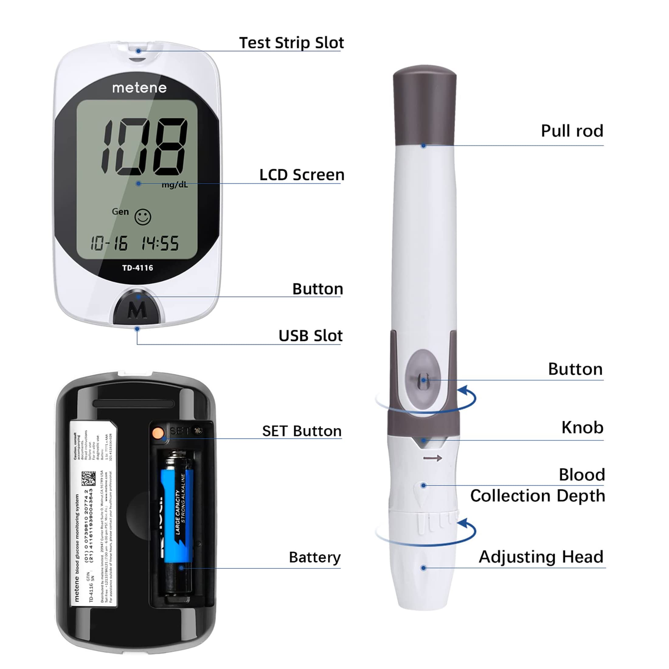 Metene TD-4116 Blood Glucose Monitor Kit, 100 Glucometer Strips MeteneBuy Supplements Australia