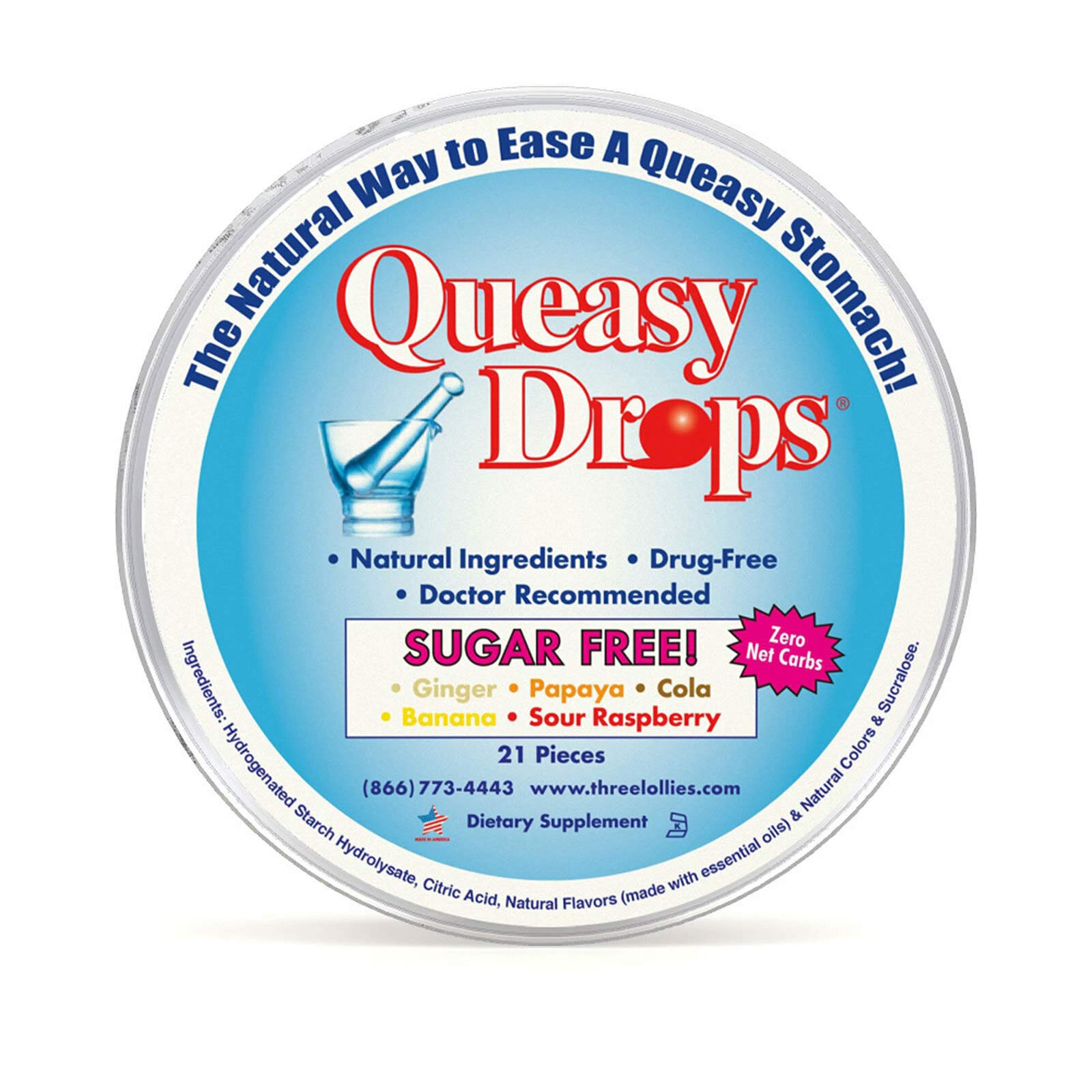 Queasy Drops Sugar Free! 21 Lozenges Three Lollies buy supplements Au