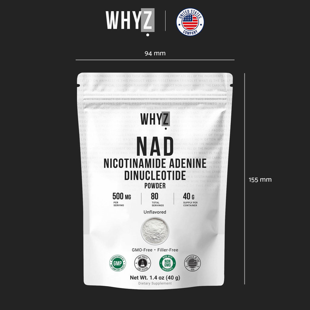 Pure NAD Powder Nicotinamide Adenine Dinucleotide Supplement Unflavored and Gluten-Free Premium Pure NAD Powder for Daily Wellness and Nutrition Support, 40g WHYZBuy Supplements Australia
