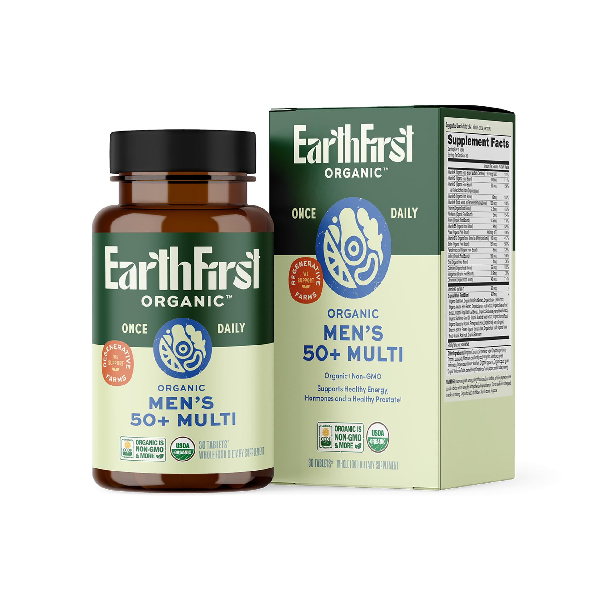 EarthFirst Organic Women's & Men's 50+ Once Daily Multi Bundle,19 Vitamins from Herbs & Superfoods, 30 Count EarthFirst Organic buy supplements Au
