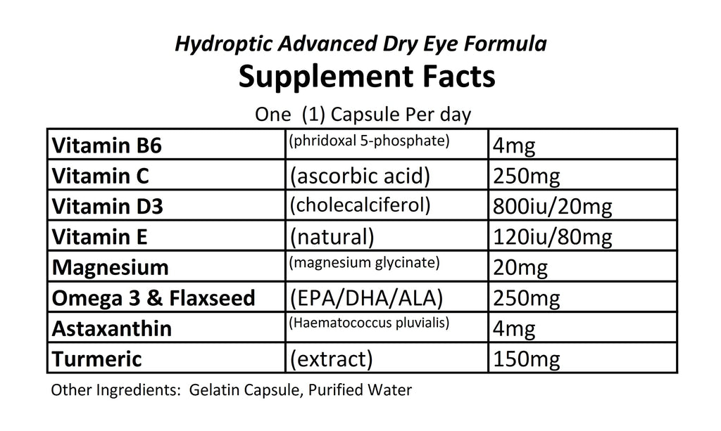 Hydroptic Advanced Dry Eye Formula (One-Per-Day) 180 Day Supply ADVANCED THERACEUTICALSBuy Supplements Australia