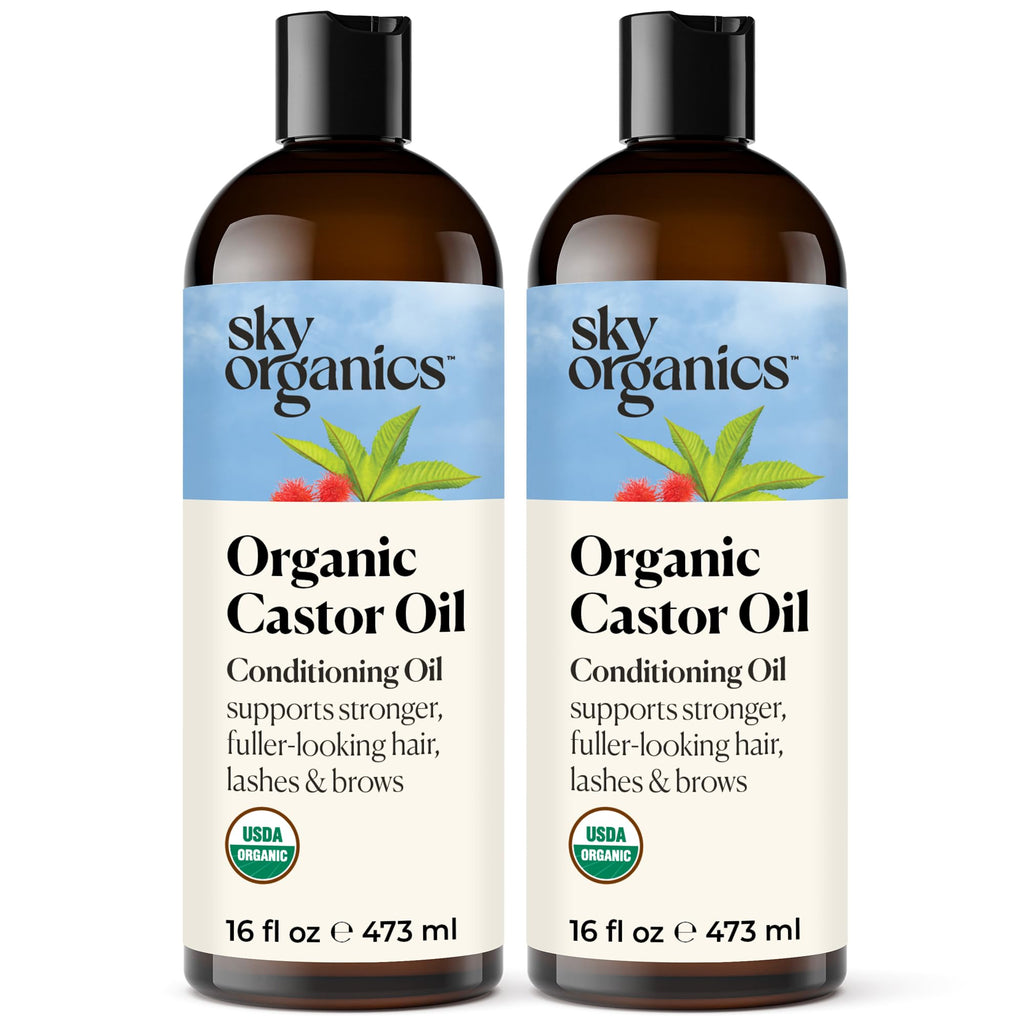 Sky Organics Castor Oil (2x16oz) USDA Organic Cold-Pressed Unrefined100% Pure