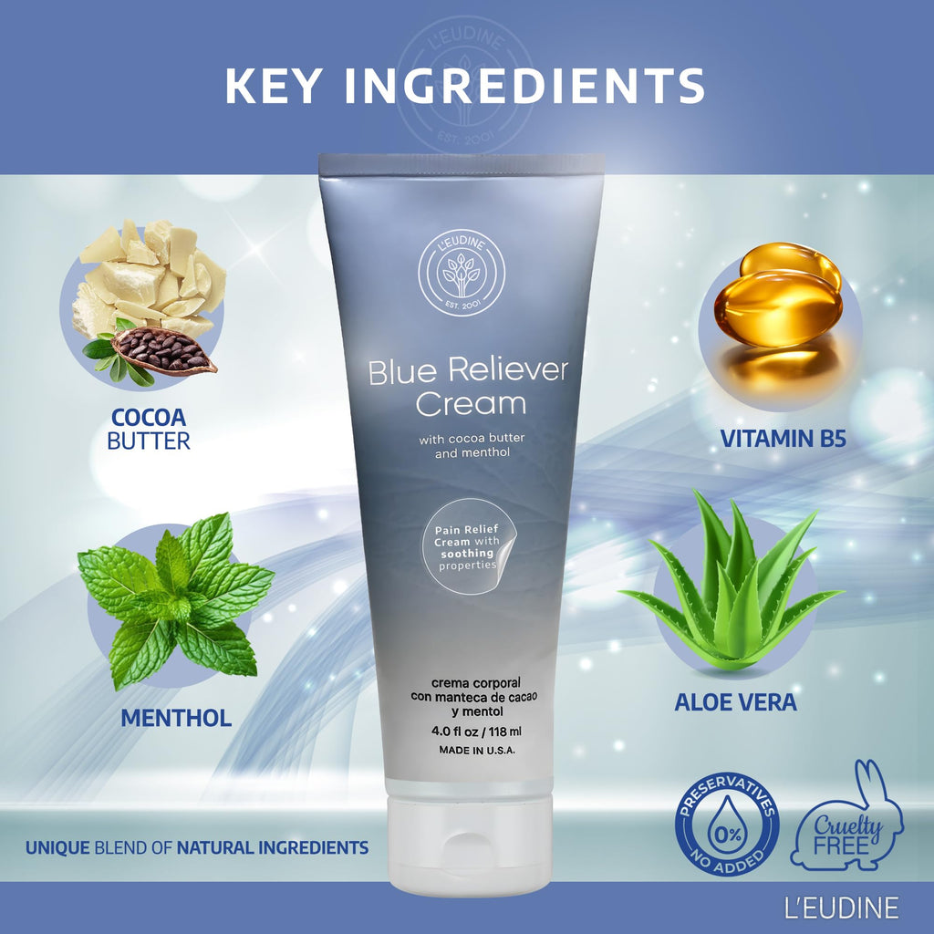 L'EUDINE Blue Reliever Cream – Joint and Muscle Therapy, Body Cream with Cocoa Butter and Menthol L'eudineBuy Supplements Australia