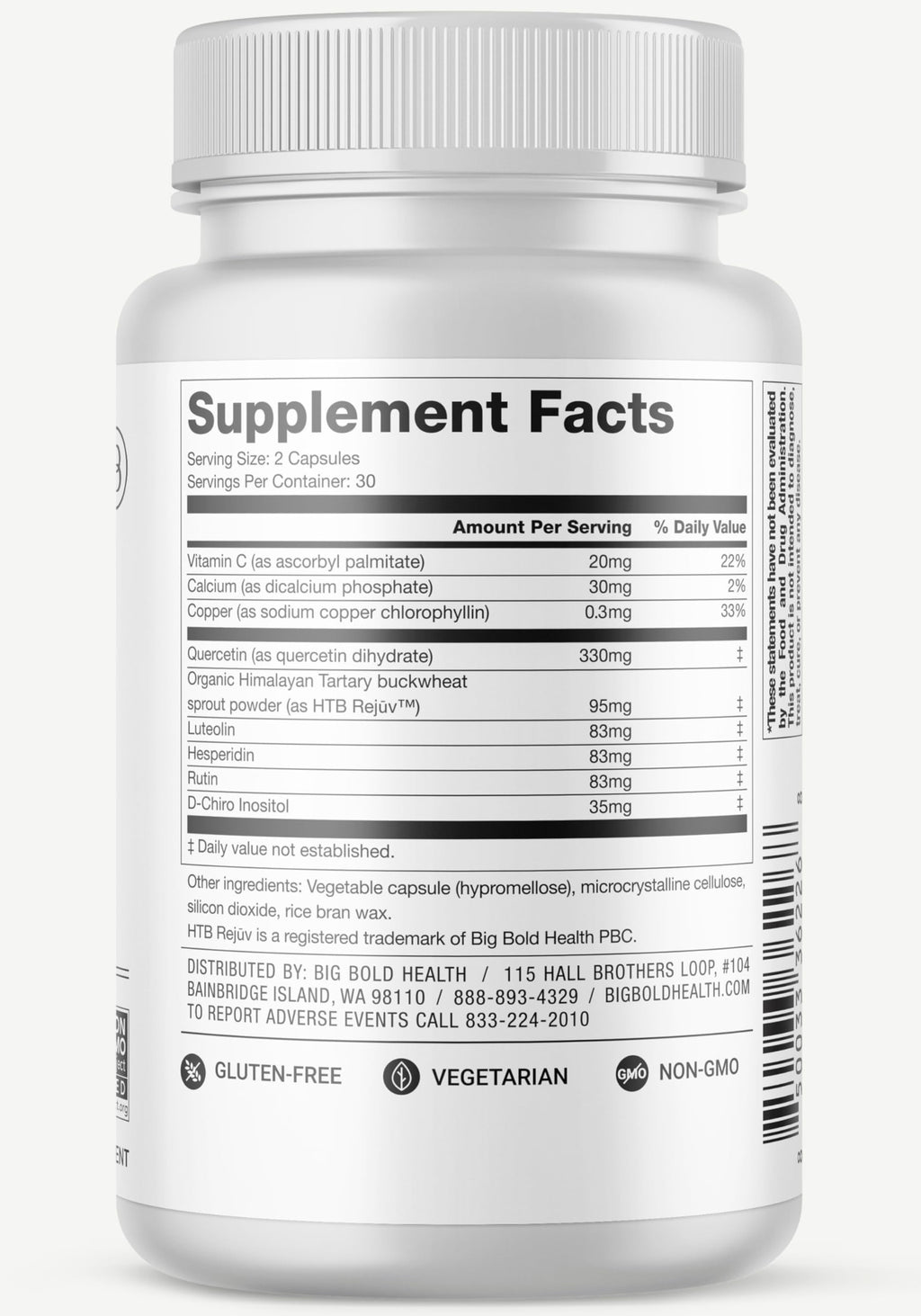 BIG BOLD HEALTH HTB Immune Rejuvenate - Polyphenols Supplement for Immune Support with Himalayan Tartary Buckwheat - Gluten Free, Dairy Free, Non-GMO Formula - 60 Vegetarian Capsules BIG BOLD HEALTHBuy Supplements Australia