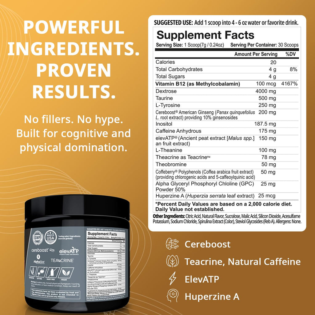 Granite Nutrition GigaBrain Nootropic Energy Powder – Cereboost, Alpha-GPC & ElevATP – Cognitive Focus Supplement for Sustained Energy & Performance – White Peach, 30 Servings Granite SupplementsBuy Supplements Australia