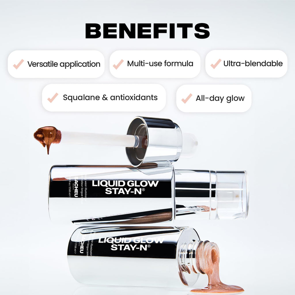 Sacheu Liquid Glow STAY-N Liquid Highlighter & Illuminator Makeup — 30ml Long Lasting Luminous Glow Lightweight Dewy Finish, Glow Getter SacheuBuy Supplements Australia