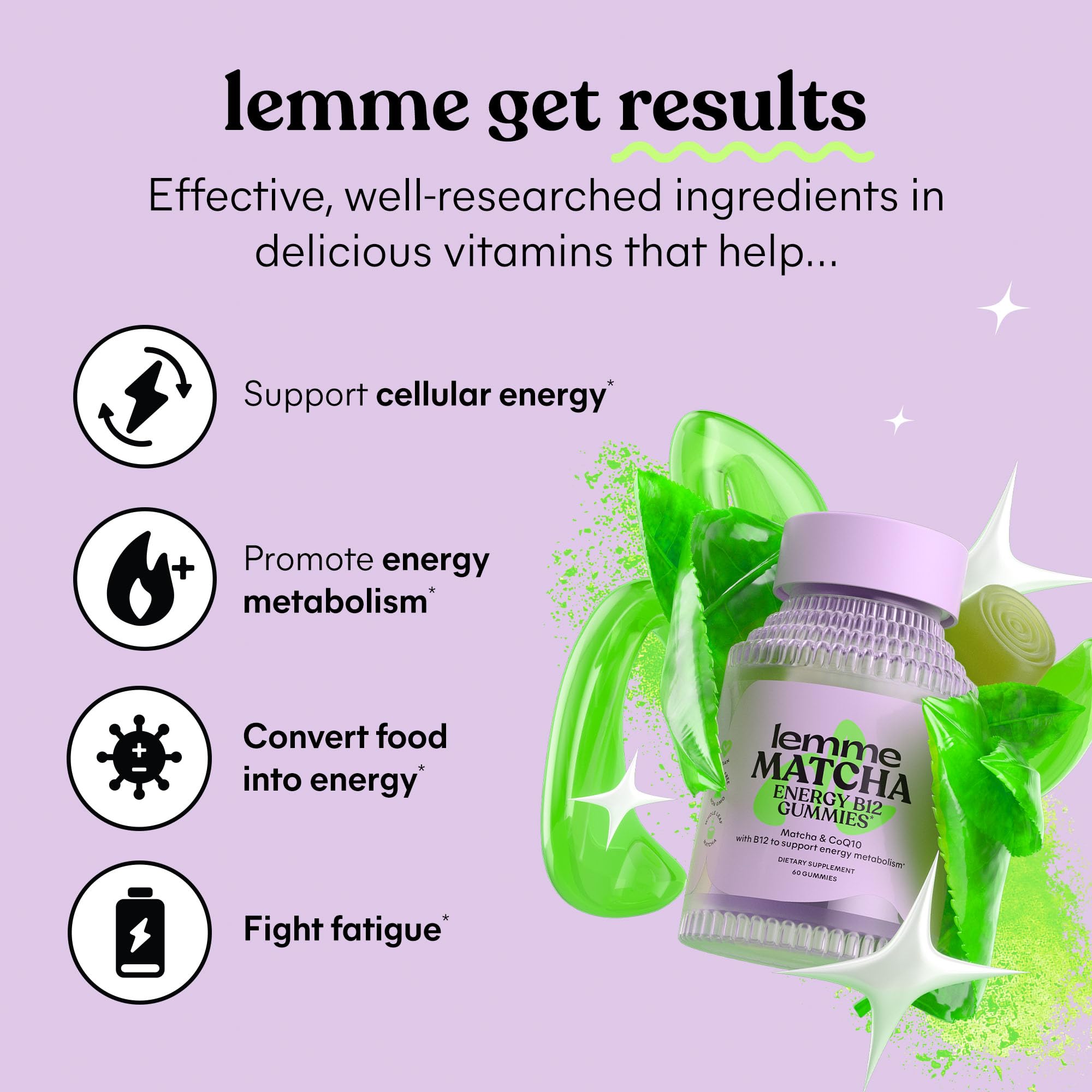 Lemme Matcha Superfood Energy Gummies with Organic Matcha Green Tea, Vitamin B12 LemmeBuy Supplements Australia