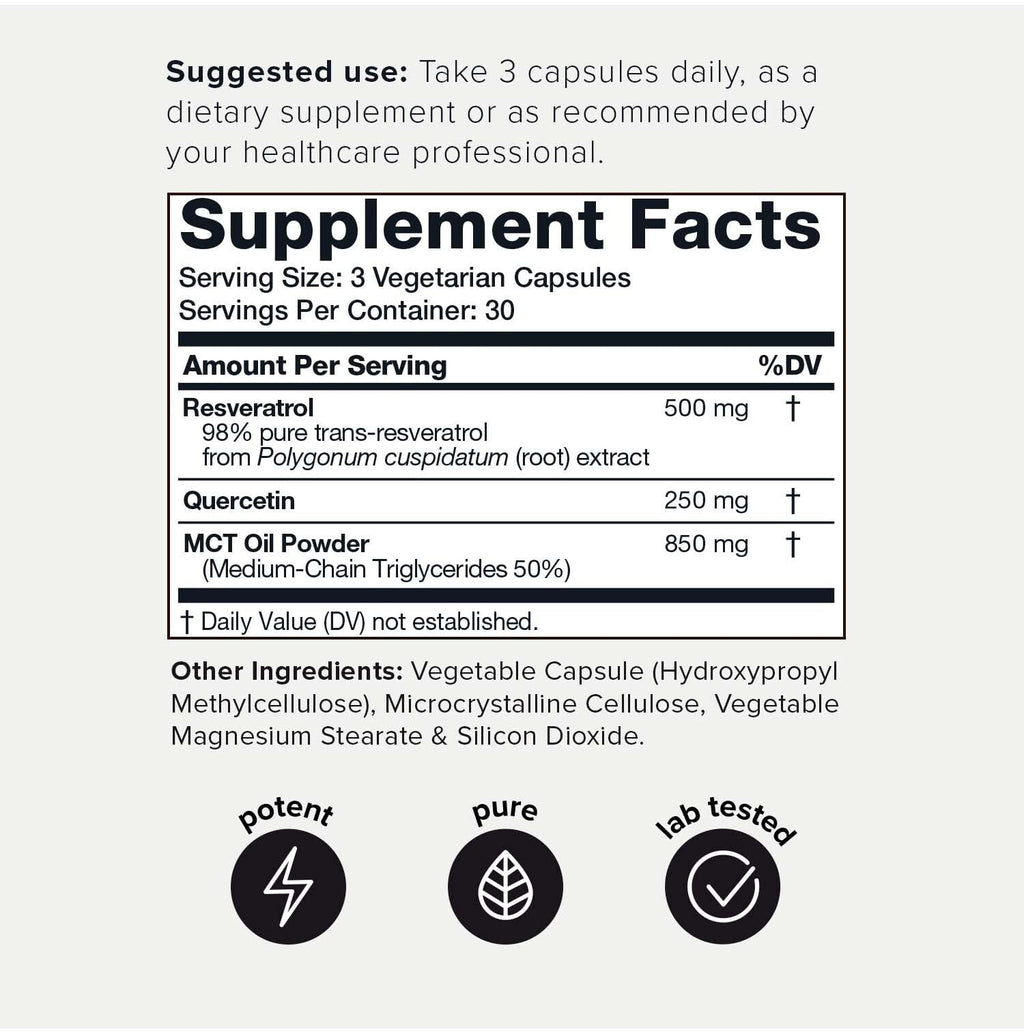 Toniiq 1600mg Resveratrol Blend - Ultra High Purity and 3rd Party Tested - with MCT ToniiqBuy Supplements Australia