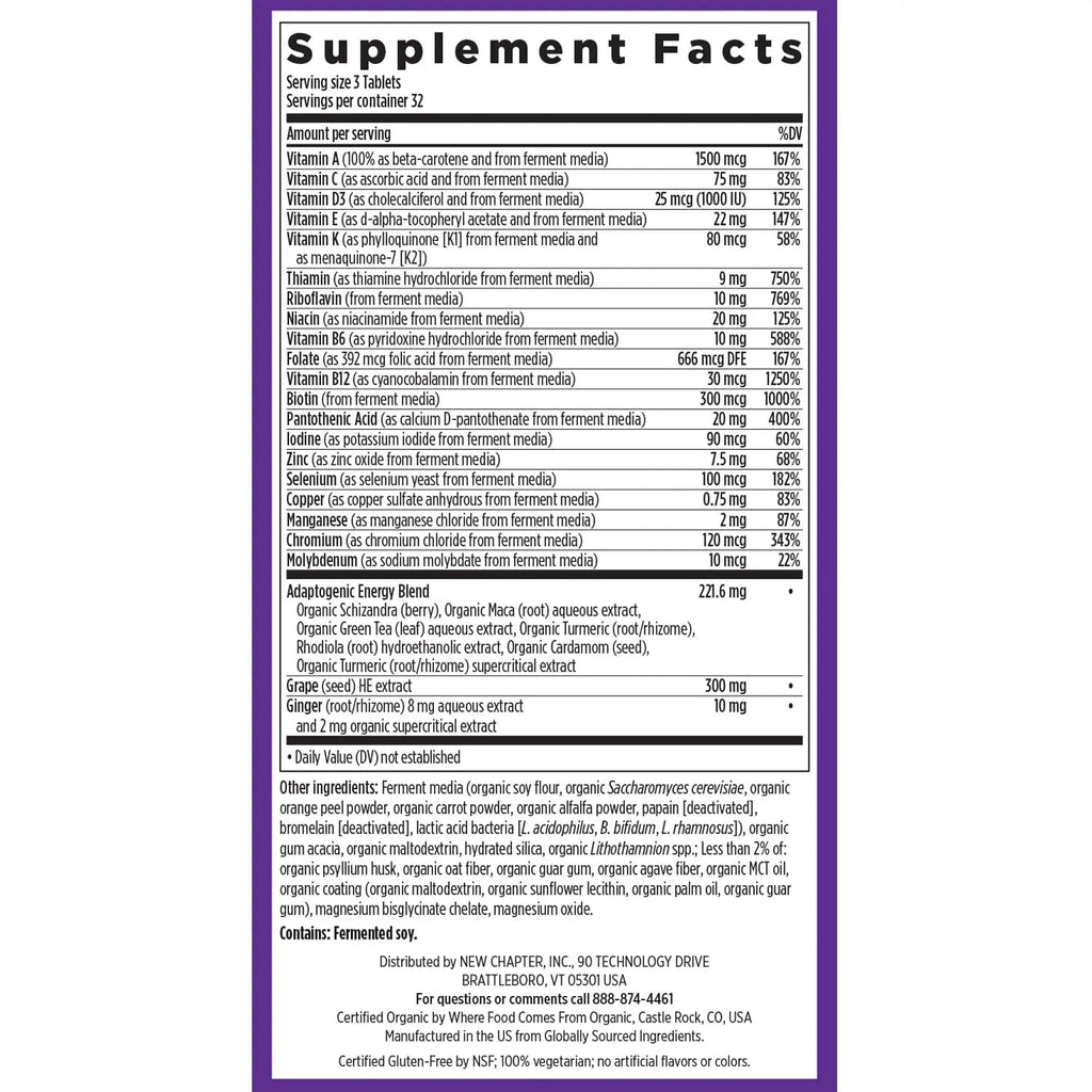 New Chapter Energy Supplement - Perfect Energy Multivitamin for Balanced Energy + Stress Support with B Vitamins + Vitamin D3 New Chapter