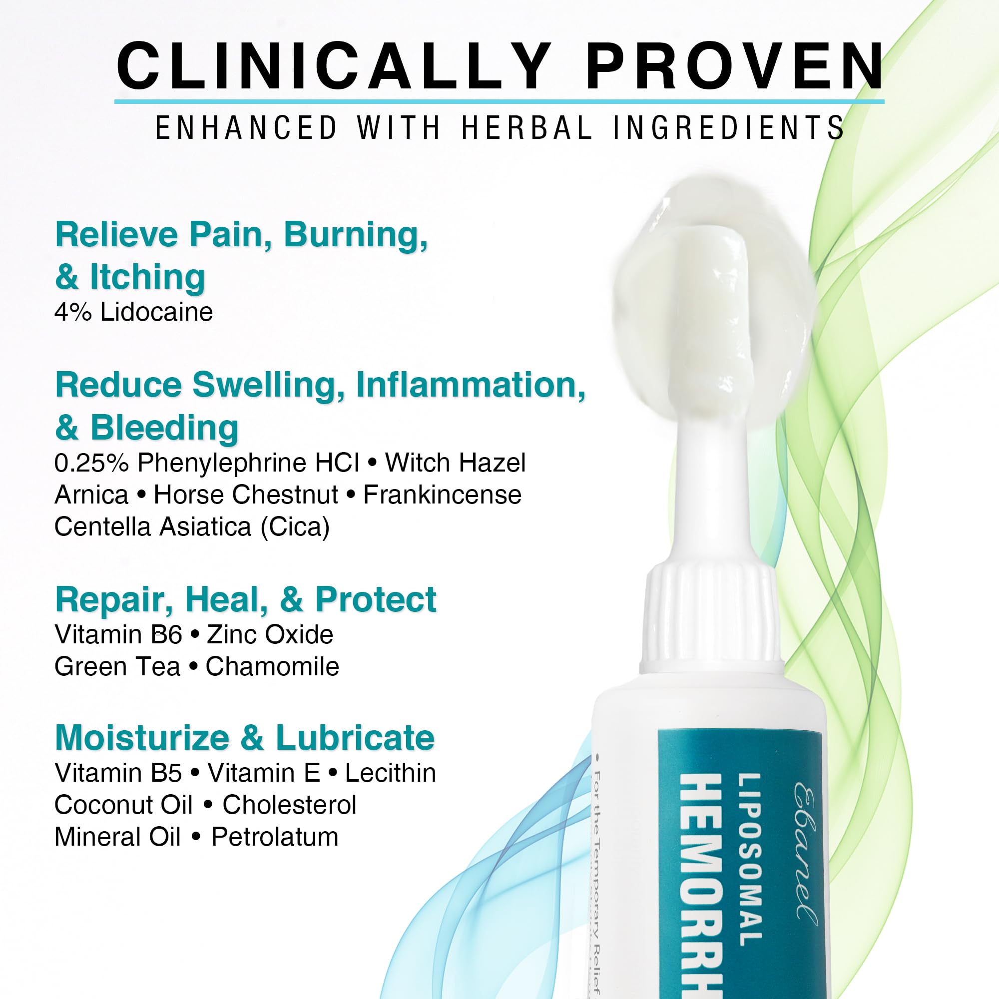 Ebanel 4% Lidocaine Hemorrhoid Treatment Ointment with Phenylephrine, Witch Hazel, Vitamin B6, Zinc Oxide, Frankincense, External and Internal Hemorrhoids Treatment Burn Itch Pain Relief Anal Cream Ebanel buy supplements Au