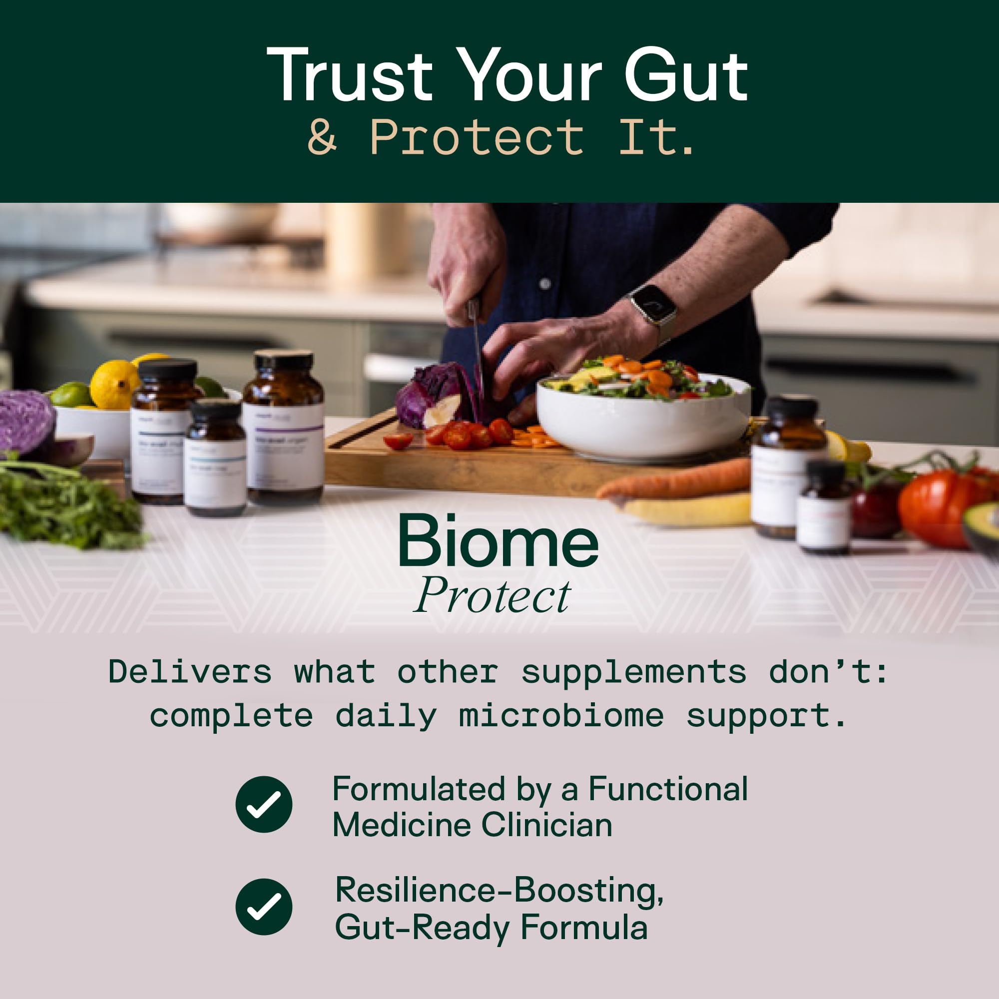 Adapt Naturals 4-in-1 Biome Protect Prebiotics, Probiotics Supplement Postbiotics & Polyphenols for Microbiome, Gut Health & Defense for Women & Men, 30 Day Supply