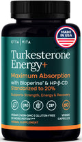 Potent Turkesterone Supplement, 2X Pure (Made in USA - 3rd Party Tested) Most Bioavailable and Natural Test Support Supplement, Supports Energy Lean Muscle Health, Recovery and Stamina, Vegan (60ct) Etta VitaBuy Supplements Australia