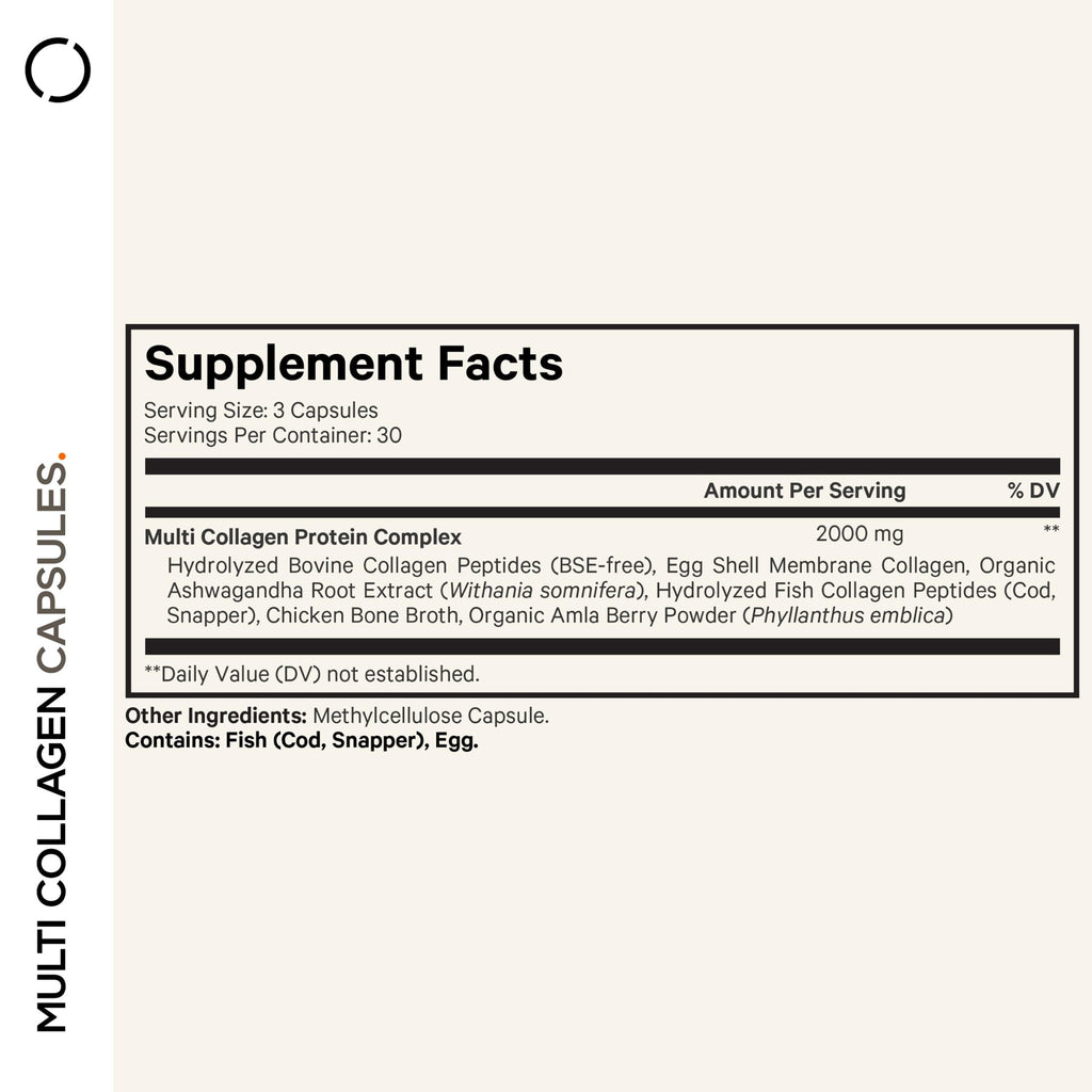 Codeage Multi Collagen Peptides Protein Capsules, 5 Collagen Types, Grass-Fed & Hydrolyzed Bovine Collagen Pills Supplement, Ashwagandha, Amla Berry Vitamins, Collagen Peptides - 90 Capsules CodeageBuy Supplements Australia
