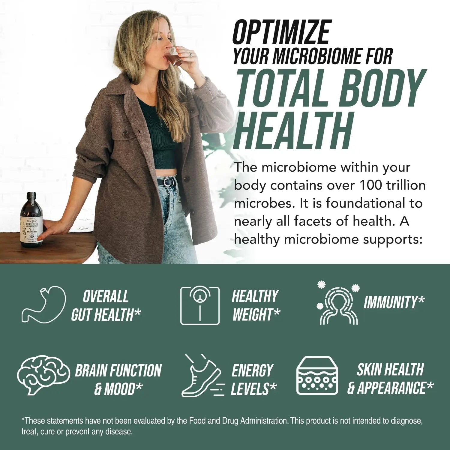 Flora Biome - Live Probiotic, Prebiotic, & Postbiotic – Organic Live-Culture – 10 Probiotic Strains, 18 Fermented Herbs - Complete Gut Health & Microbiome Optimizer (16 oz) Triquetra HealthBuy Supplements Australia