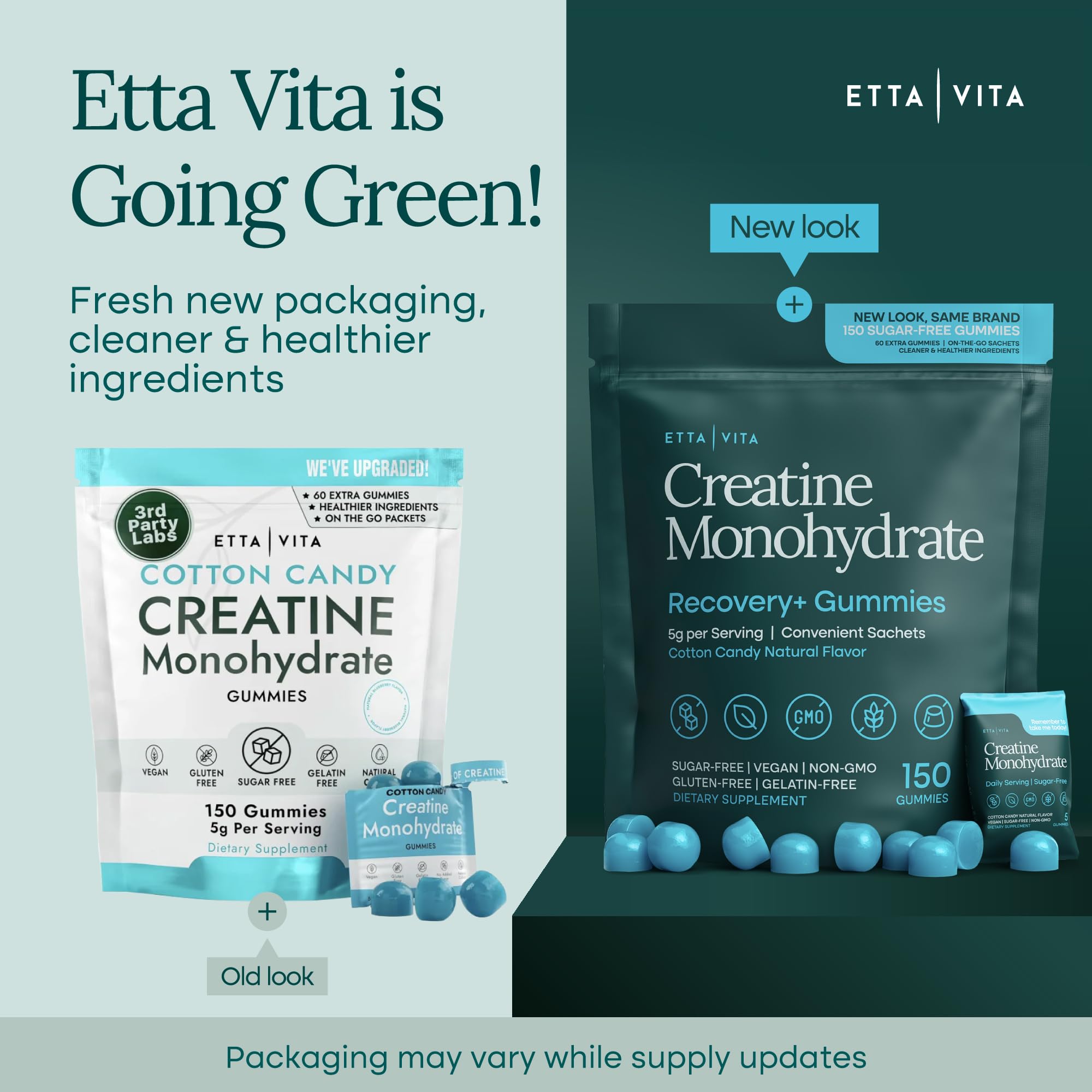 Sugar-Free Creatine Monohydrate Gummies (5g Per Packet) - Potent Creatine Gummies for Men & Women, Supplement for Muscle Support, Cognitive Function - Non-GMO, Gluten-Free, Mucuna Pruriens Etta VitaBuy Supplements Australia