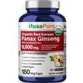 NusaPure Red Korean Panax Ginseng 20:1 Extract, 450 mg Equivalent to 9,000 mg 180 Veggie Caps (USDA Organic, Non-GMO, Vegan, Vegetarian, Bioperine) NusaPureBuy Supplements Australia