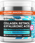 Anti-Aging Face Moisturizer with Retinol, Collagen & Hyaluronic Acid - Made in USA - Moisturizer Face Cream for Women & Men - Firming & Hydrating Neck Cream - Day & Night Skin Care - 1.7 fl oz SimplyVital buy supplements Au