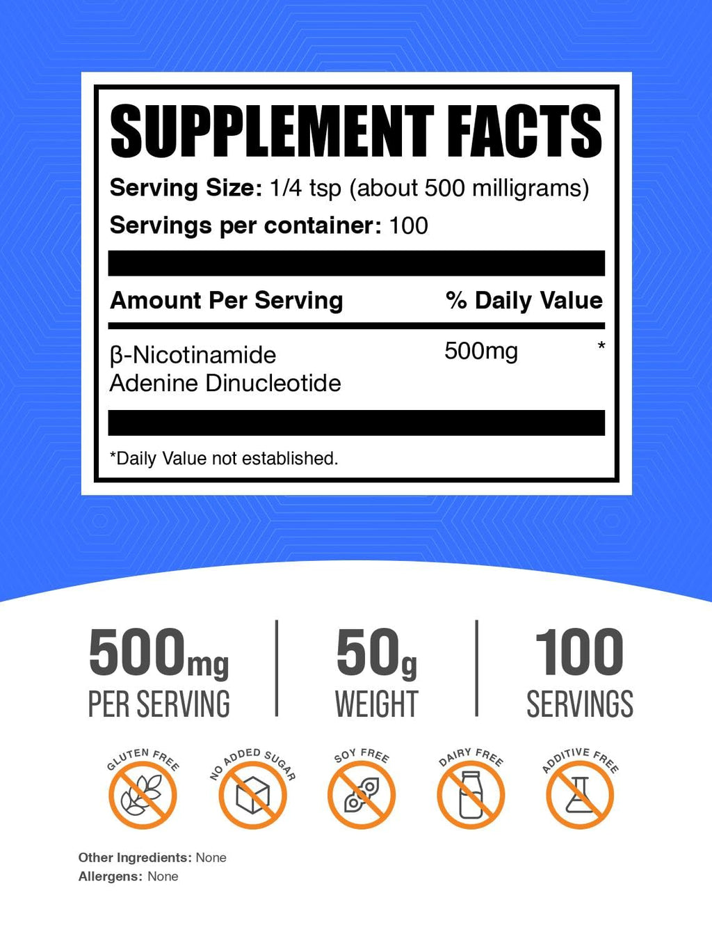 BulkSupplements.com NAD Powder - Nicotinamide Adenine Dinucleotide, NAD Supplement 500mg - for Energy Support, Pure & Gluten Free, 500mg per Serving, 50g (1.8 oz) (Pack of 1) BulkSupplementsBuy Supplements Australia