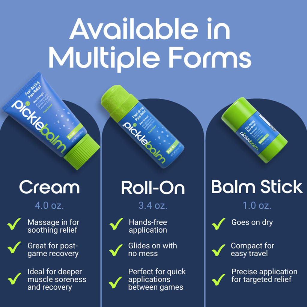 PickleBalm Pickleball In-Game Muscle Pain Relief Roll-On with 4% Lidocaine, Arnica, Menthol, Cucumber Seed Extract for Shoulders, Knees, Wrists, and More, 3.4oz Roll-On Applicator PickleBalmBuy Supplements Australia