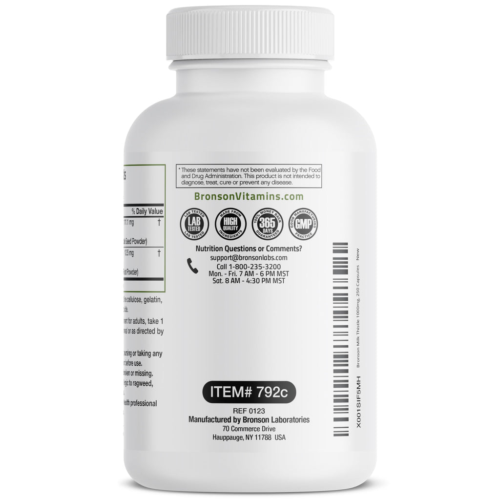 Bronson Milk Thistle Silymarin Marianum & Dandelion Root Liver Health Support BronsonBuy Supplements Australia