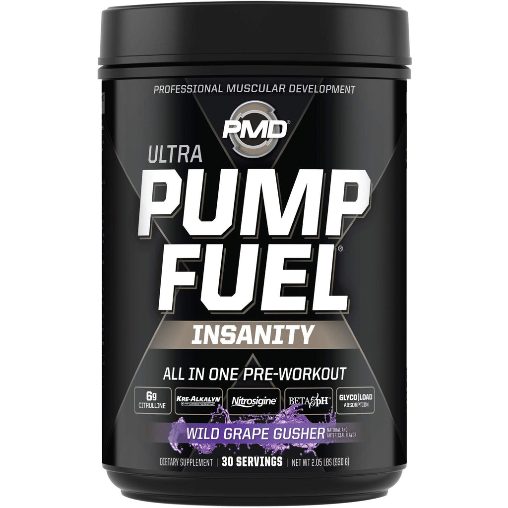PMD Sports Ultra Pump Fuel Insanity - Pre Workout - Grape Gusher (30 Servings) Sports Omega Cuts Elite Thermogenic Fat Burner (90 Softgels)