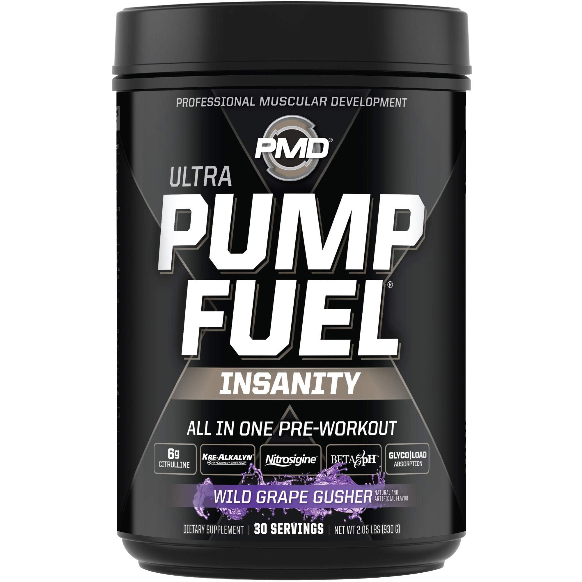 PMD Sports Ultra Pump Fuel Insanity - Pre Workout - Grape Gusher (30 Servings) Sports Omega Cuts Elite Thermogenic Fat Burner (90 Softgels)