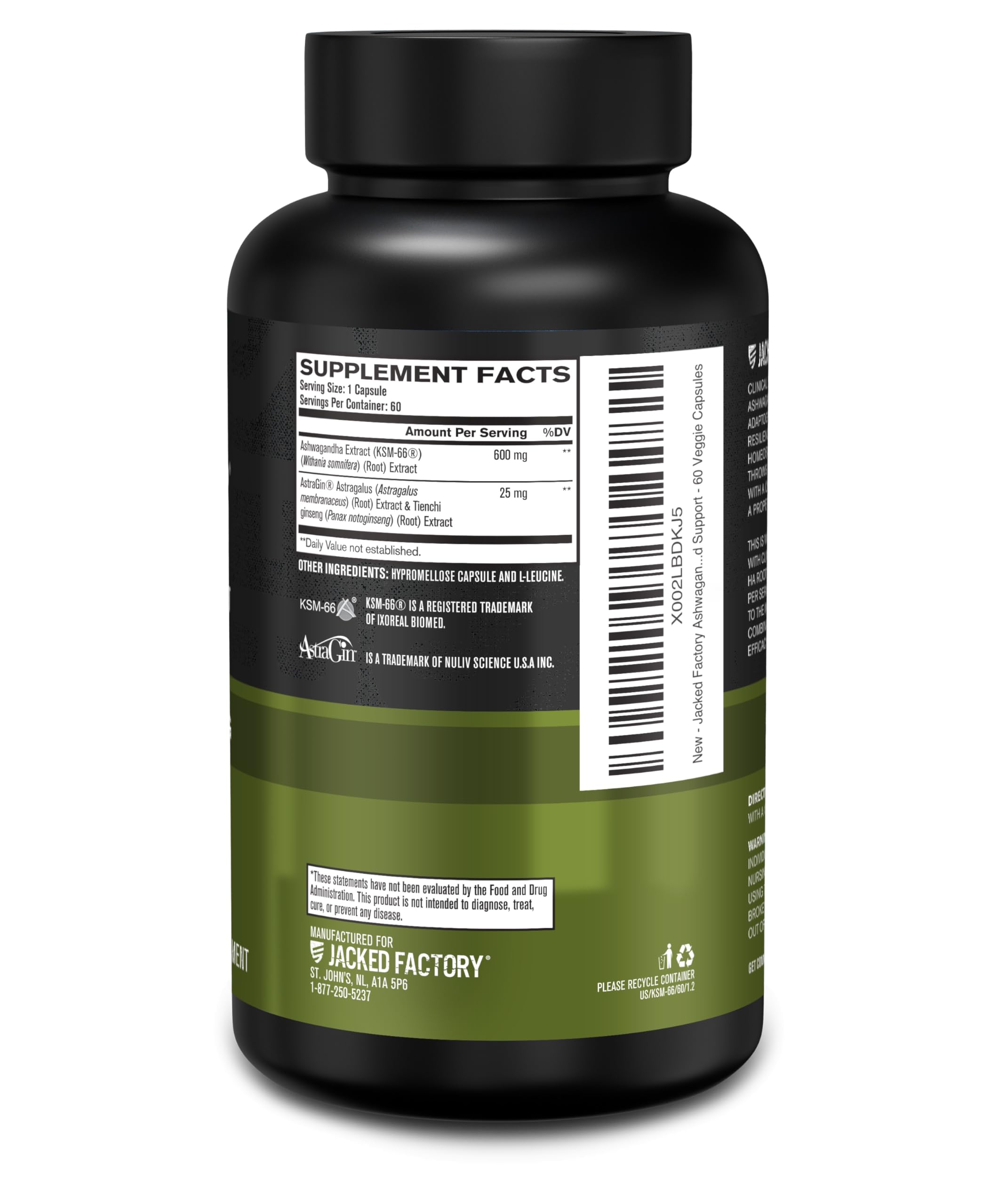 Jacked Factory Ashwagandha Root Extract (KSM-66 Ashwagandha) w/ 5% Withanolides - Supplement for Natural Stress Relief, Cognitive Function, Vitality, and Mood Support - 60 Veggie Capsules Jacked FactoryBuy Supplements Australia