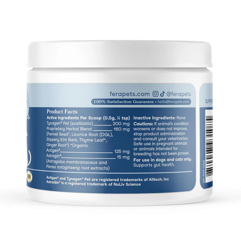 Fera Pets Postbiotics Plus Prebiotics for Dogs & Cats - with Slippery Elm - Promotes Optimal Digestive Health & Inflammatory Response - Enhances Immunity - 120 Scoops Fera PetsBuy Supplements Australia