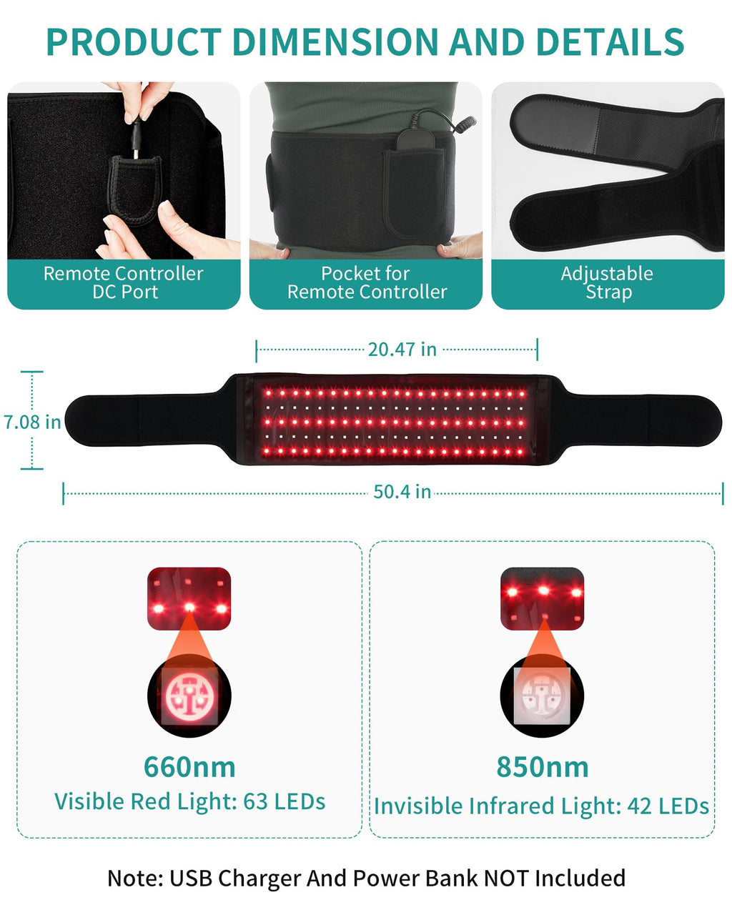 Nekteck Red Light Therapy Belt for Body, Wireless Near-Infrared Light Pad for Pain Relief, Inflammation NekteckBuy Supplements Australia