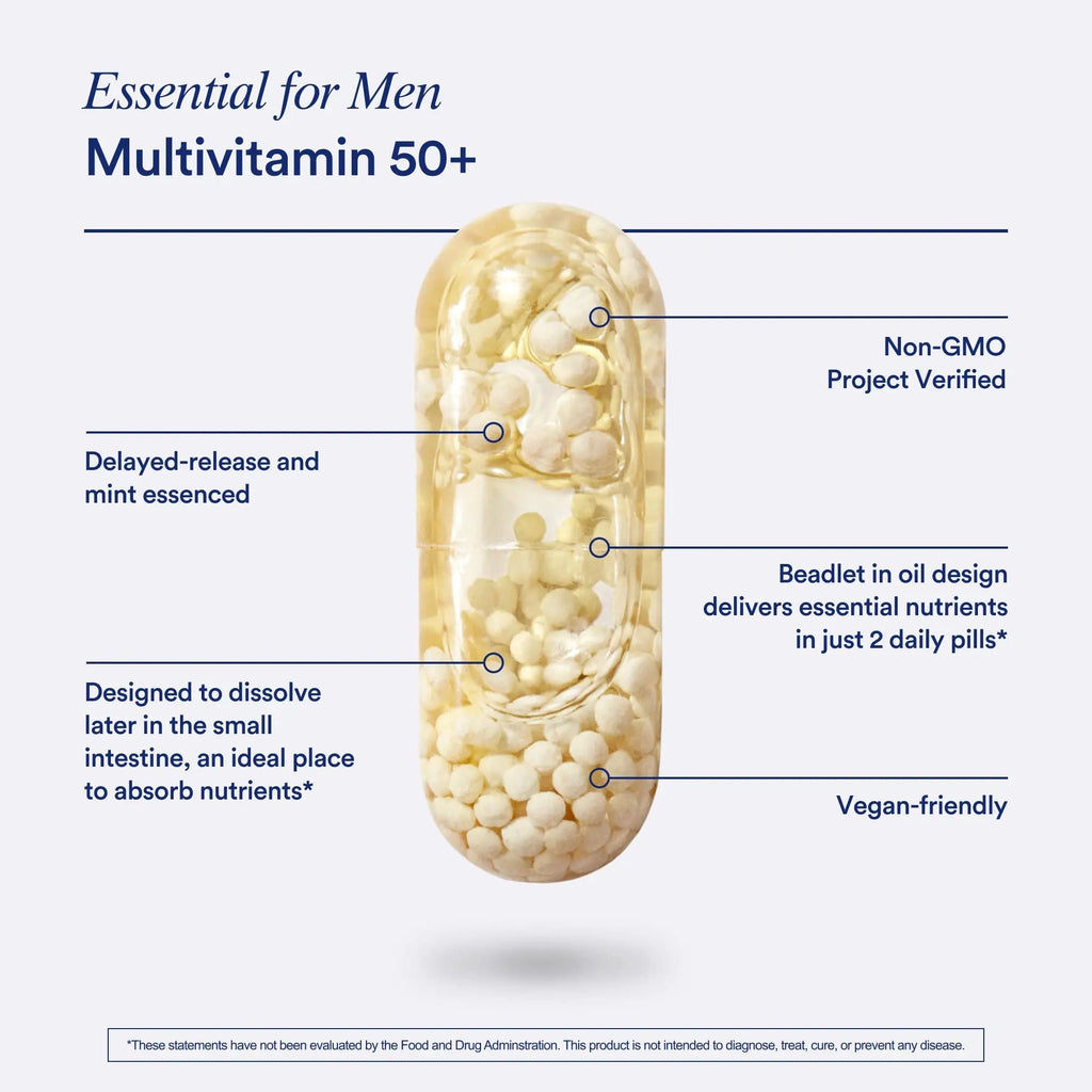 Ritual Multivitamin for Men 50+, Vegan, with Zinc, Vitamin A and D3 for Immune Function Support*, Omega-3 DHA, B12, K2 RitualBuy Supplements Australia