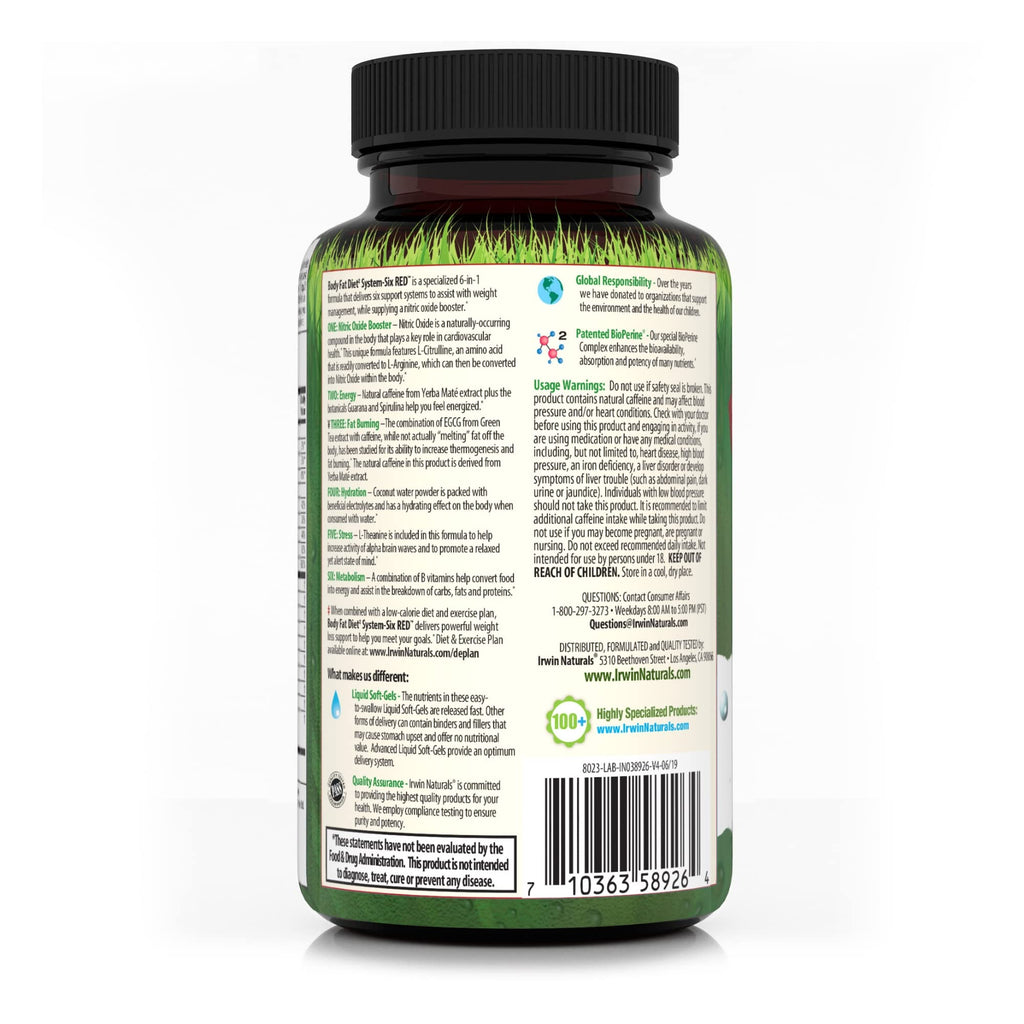 Irwin Naturals Body Fat Diet System-Six Red, 72 Softgels Irwin NaturalsBuy Supplements Australia