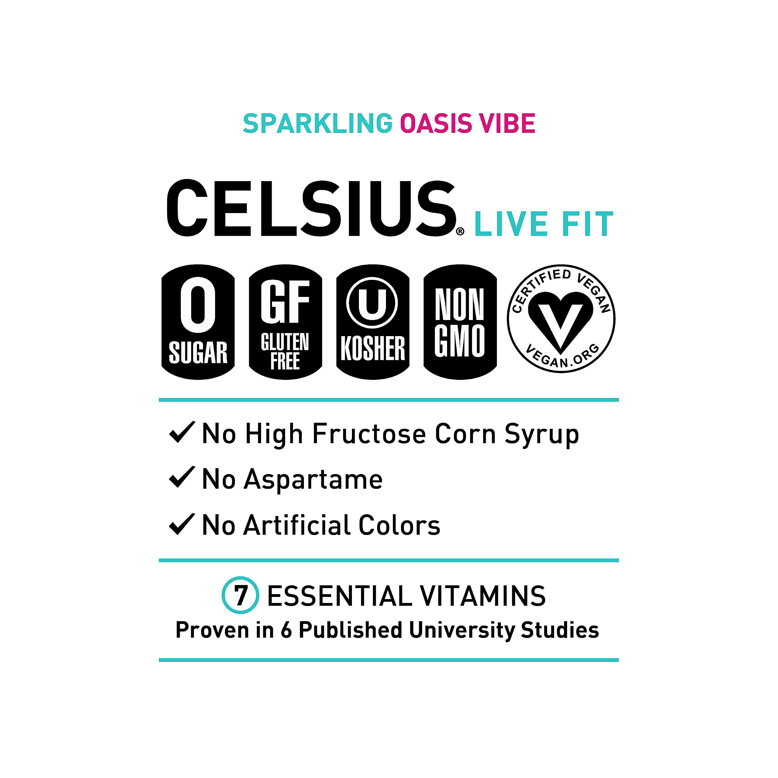 CELSIUS Sparkling Oasis Vibe, Functional Essential Energy Drink, 12 Fl Oz (Pack of 12) CELSIUSBuy Supplements Australia