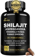 DLNIA 8-in-1 Shilajit for Men & Women with Ashwaganda Himalayan Organic Supplement with Rhodiola Rosea, Ginseng, Turmeric, Mushroom, for Immune Support, Energy, Calm, Focus, Clarity, Sleep, Cortisol DLNIABuy Supplements Australia