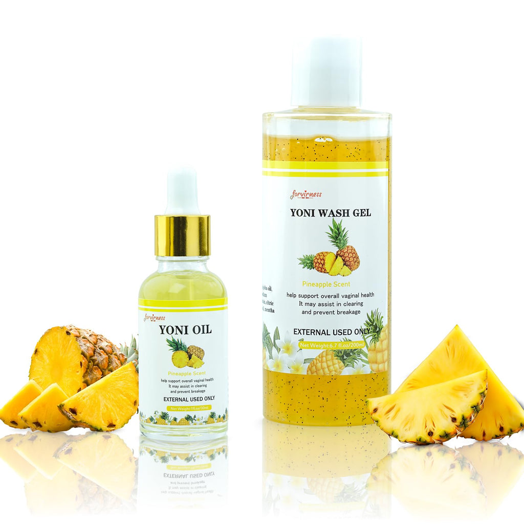 forvirness Natural Yoni Wash Yoni Oil Set, Cleanse - Remove Odor - ph Balance Feminine Wash