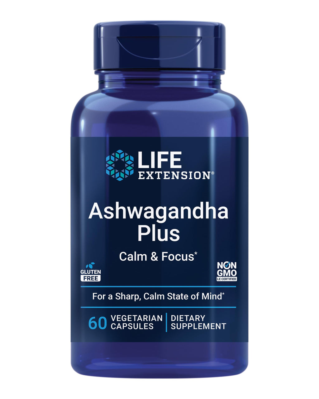 Life Extension Ashwagandha Plus Calm & Focus, ashwagandha Extract, Spearmint Extract, Focus, Attention, Relaxation, Advanced Formula, 60 Vegetarian Capsules Life ExtensionBuy Supplements Australia