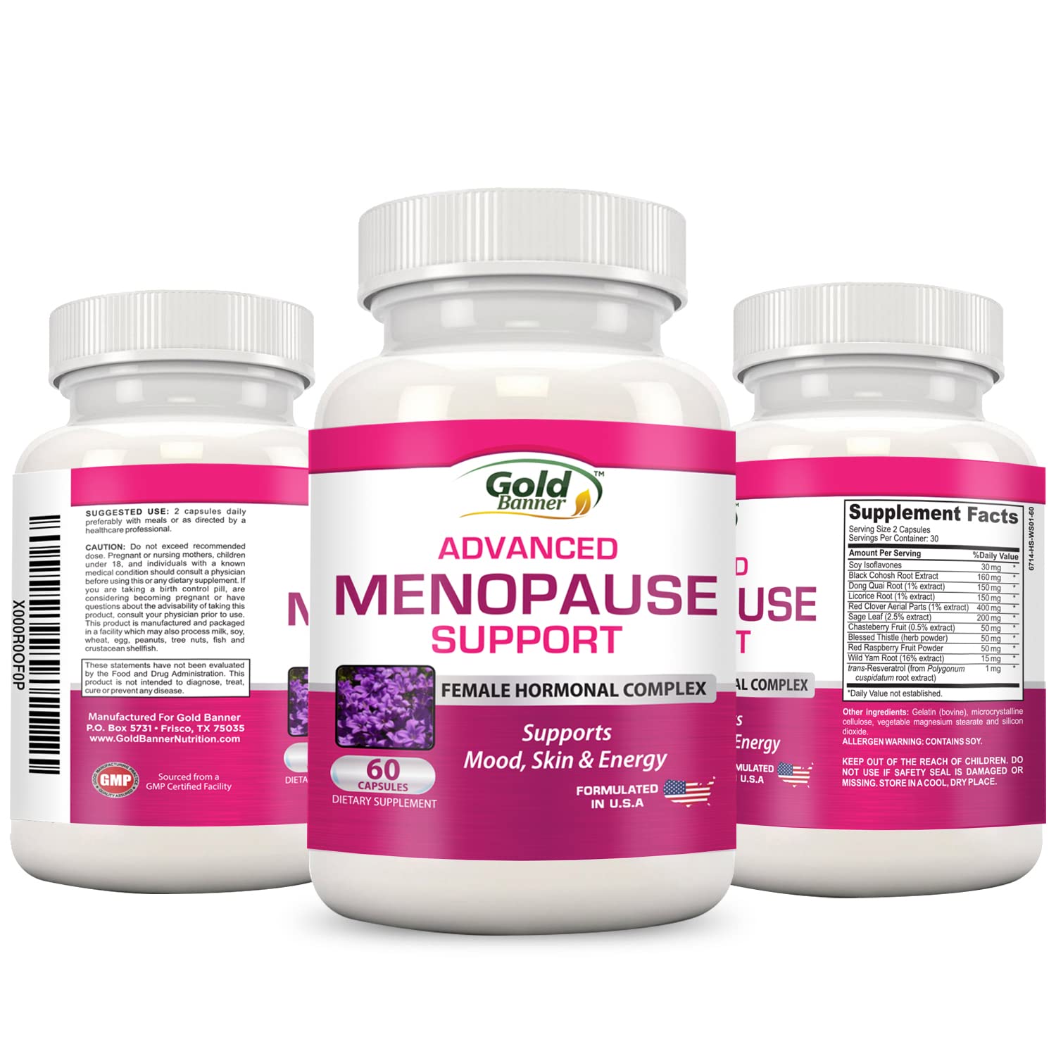 Advanced Menopause Support - Natural Female Hormonal Complex for Hot Flashes, Mood Swings & Vaginal Dryness - Black Cohosh, Soy Isoflavones & Herbal Extract Formula - Does Not Include Hormones Gold BannerBuy Supplements Australia