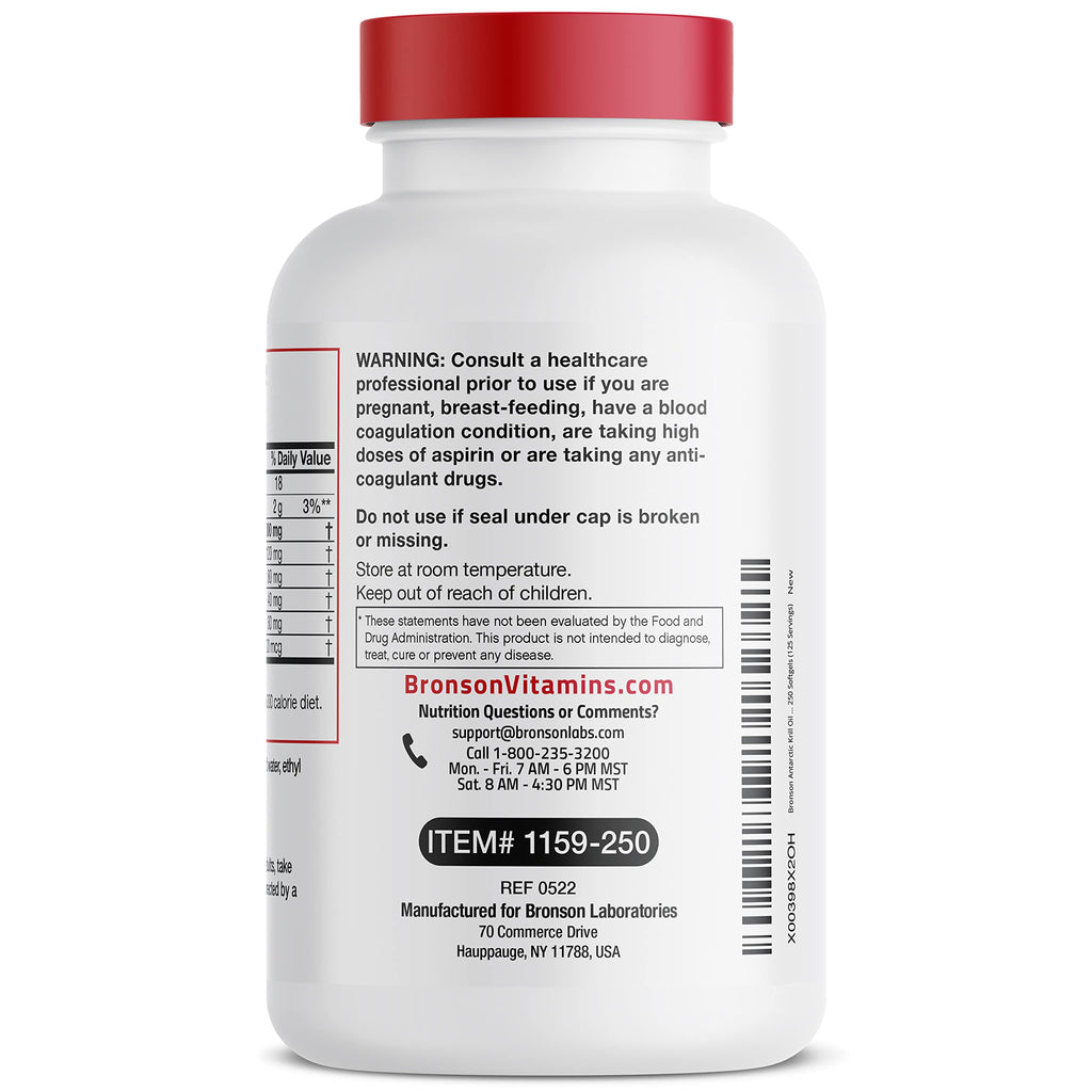 Bronson Antarctic Krill Oil 2000 mg with Omega-3s EPA, DHA, Astaxanthin and Phospholipi BronsonBuy Supplements Australia