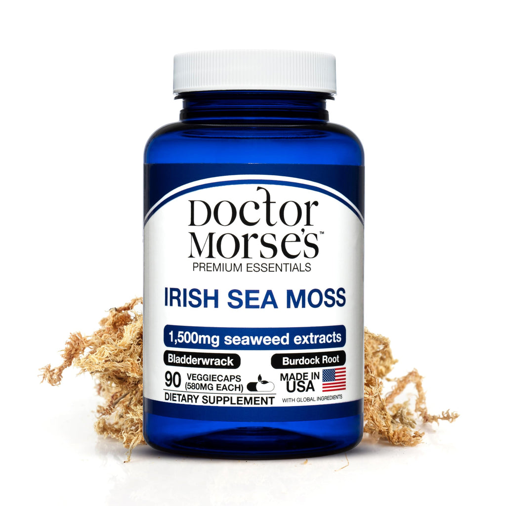 Irish Sea Moss Advanced Supplement Capsules 1500mg, Ultra Potent Seamoss Advanced with Bladderwrack & Burdock Root, Made in FDA-Registered, NSF-Certified Facility, Overall Health Support, 90 Capsules Doctor Morse'sBuy Supplements Australia