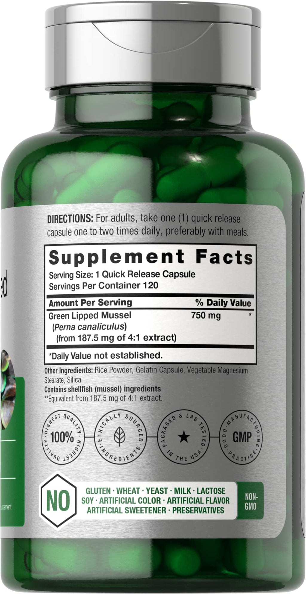Green Lipped Mussel | 750 mg | 120 Capsules | from New Zealand | Premium Freeze Dried HorbäachBuy Supplements Australia