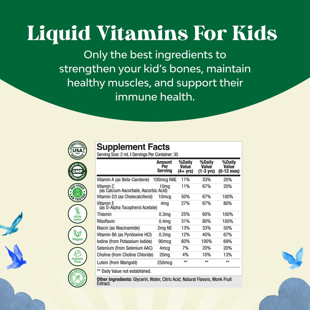 Bundle of Kids DHA Omega 3 Gummies - Fatty Acids Omega 3 6 9 for Brain Immune Strength Vision Focus Support and Liquid Multivitamin for Kids Immunity Support Natures CraftBuy Supplements Australia