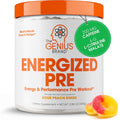 Genius Energized Pre Workout Powder – Caffeine Infused Pre-Workout Booster Supplement with Beta Alanine & Alpha GPC, No Artificial Sweeteners or Dyes - 200mg Caffeine, 20 Servings, Sour Peach Rings The Genius BrandBuy Supplements Australia