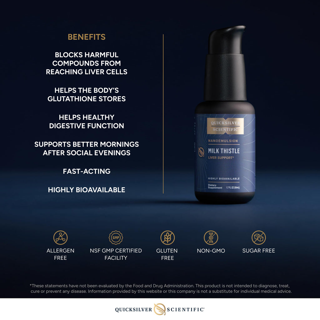 Quicksilver Scientific Nanoemulsified Milk Thistle - Silymarin Liquid with Liposome Delivery System - Immune, Detox + Liver Cleanse Support (1.7oz / 50ml) Quicksilver ScientificBuy Supplements Australia
