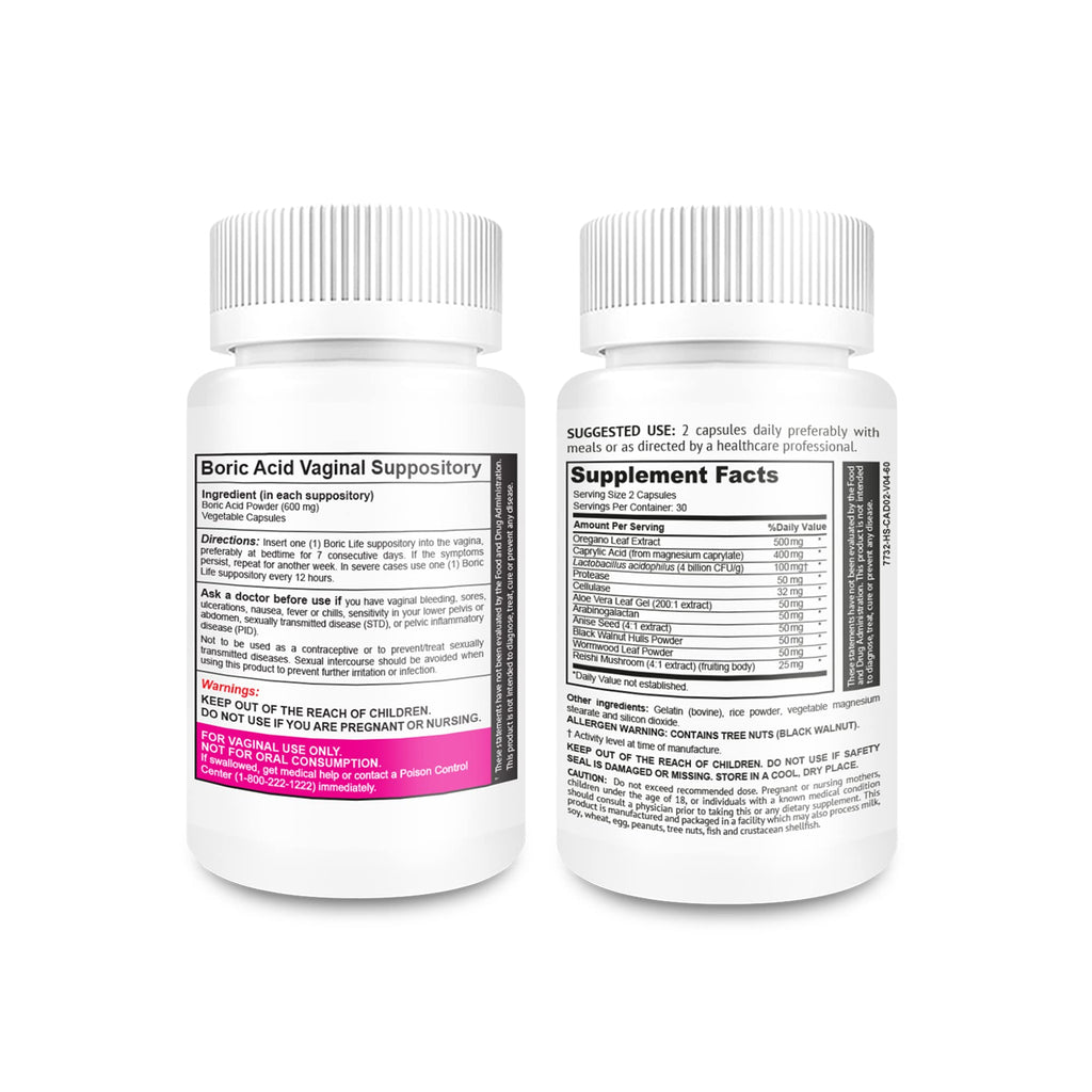 NutraBlast Boric Acid Suppositories 600mg (30 Count) Bundle with Feminine Balance Complex (60 Capsules) | Detox & Cleanse | Supports Healthy Intestinal Flora & Immune System NutraBlastBuy Supplements Australia