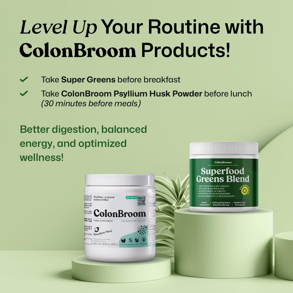 ColonBroom Superfood Greens Powder Supplement | Super Greens Juice Powder with Probiotics, Prebiotics, Spirulina & Chlorella | Natural for Energy, Immunity, Digestion & Detox Support | 28 Servings ColonBroomBuy Supplements Australia