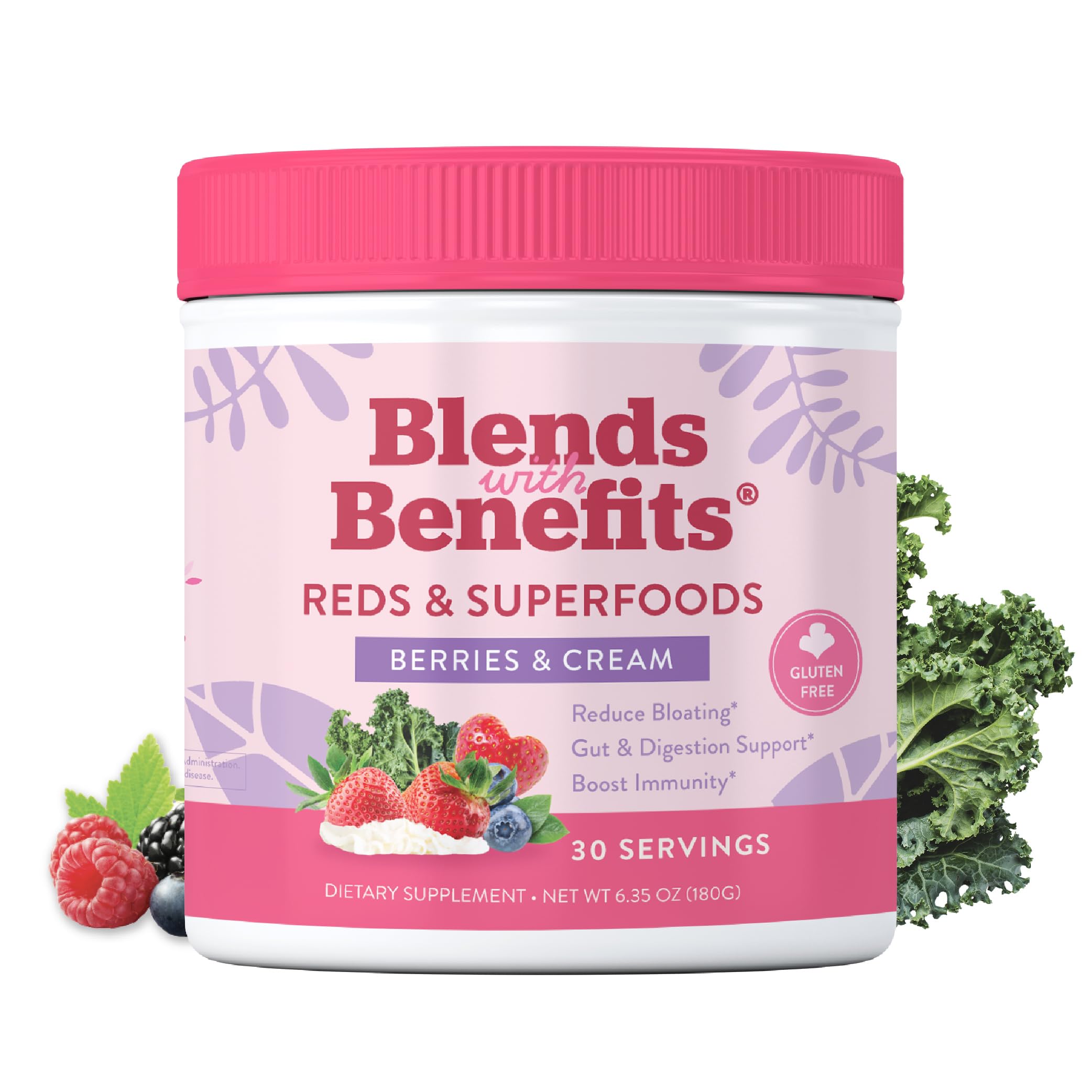 360 Nutrition Blends with Benefits Reds & Superfoods for Natural Antioxidants and Polyphenols, with Fruits & Veggies, Probiotics Digestion, Daily Energy - Berries & Cream - 30 Servings 360 NutritionBuy Supplements Australia