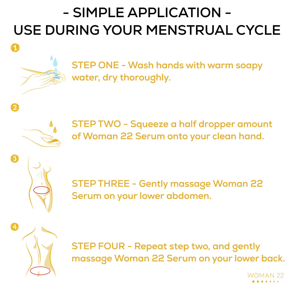 Topical Soothing Serum for Difficult Periods, Cramps, Bloating & more. Apply Lower Abdomen Woman 22Buy Supplements Australia