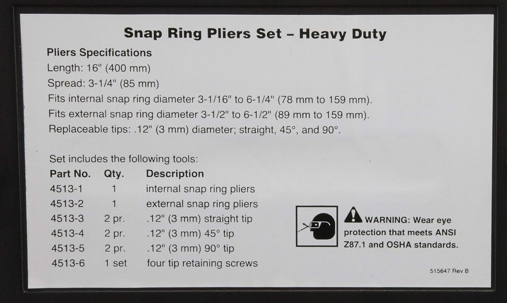 OTC 4513 Heavy-Duty 2-Piece Internal and External Snap-Ring Pliers Set